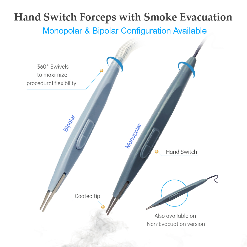 Hand Switch Smoke Evacuation Forceps